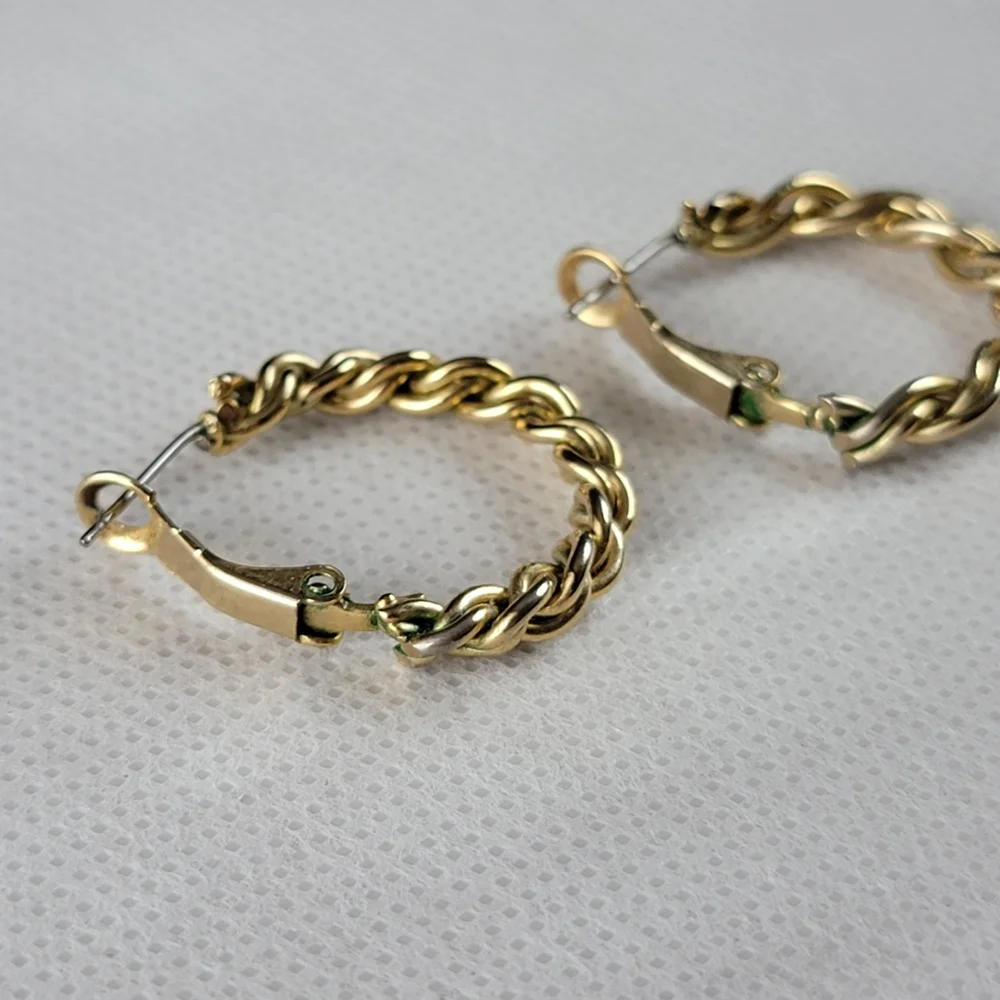 Twisted Gold Hoops Earrings